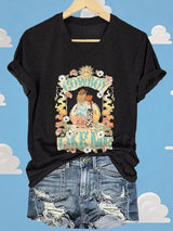 V-Neck Retro I Knew It Print T-Shirt