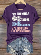 Women's  No Kings No Dictators Protest print T-Shirt