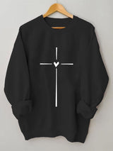 Women's Christian Faith Cross Printed Long Sleeve T-Shirt