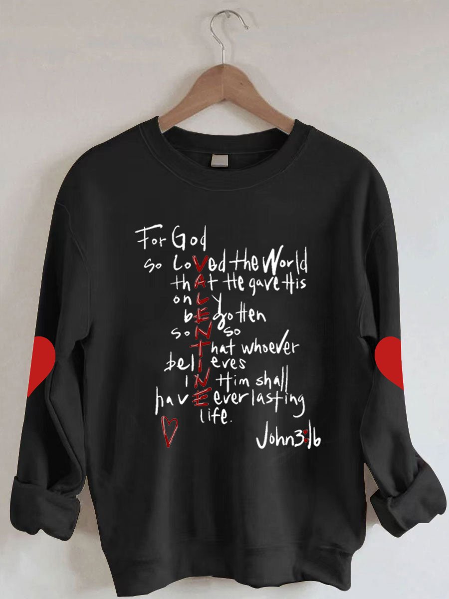 Women's For God So Loved Print Long Sleeve Sweatshirt