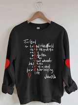Women's For God So Loved Print Long Sleeve Sweatshirt