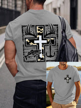 Men's Retro Faith Fishing Hunting Print T-Shirt