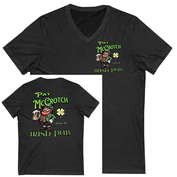 St.Patrick's Day Print Pattern Print 100%Cotton V Neck T-Shirt