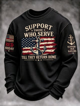 Men's Red Friday Casual Waffle-Knit Top
