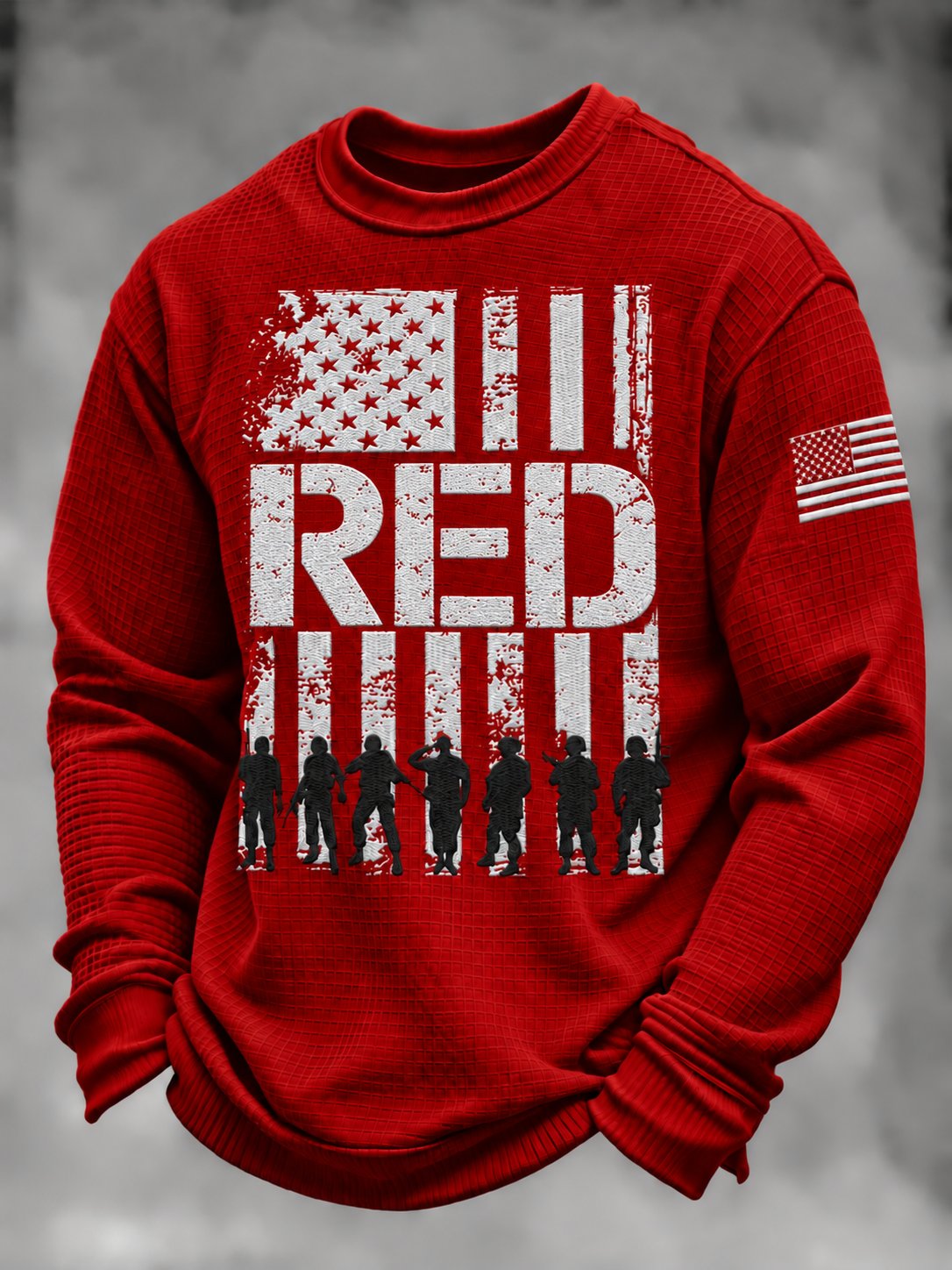 Men's Red Friday Casual Waffle-Knit Top