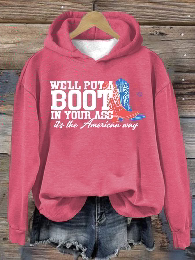 Women's  Courtesy of the Red, White and Blue Cowboy  Hoodie