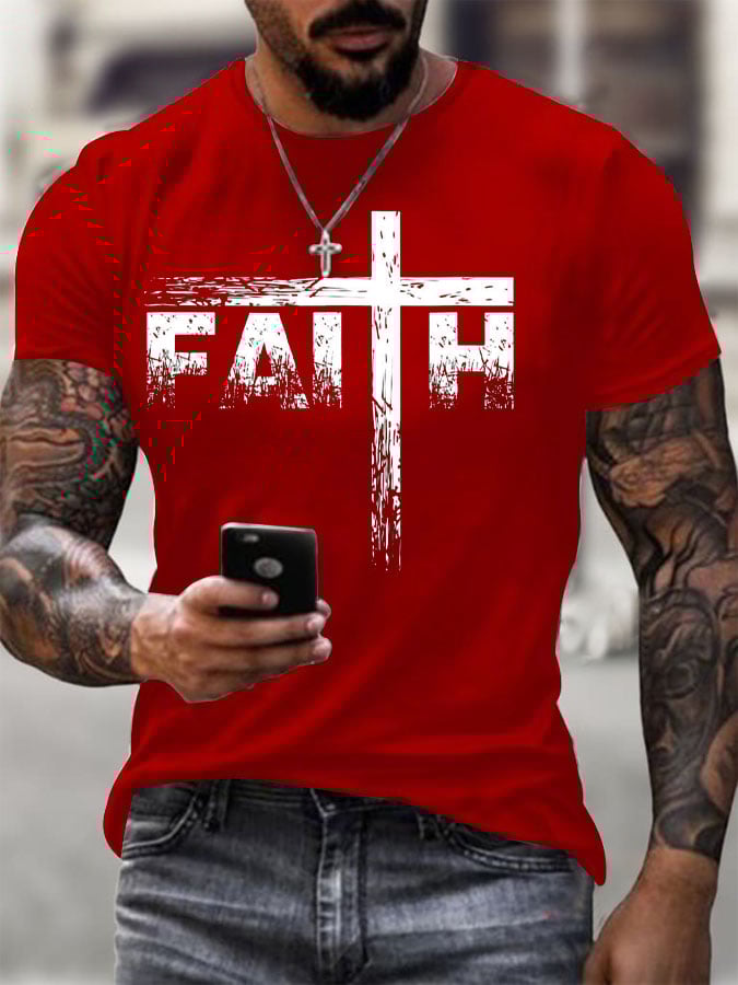🔥Buy 3 Get 15% Off🔥Men's Faith Print T-Shirt