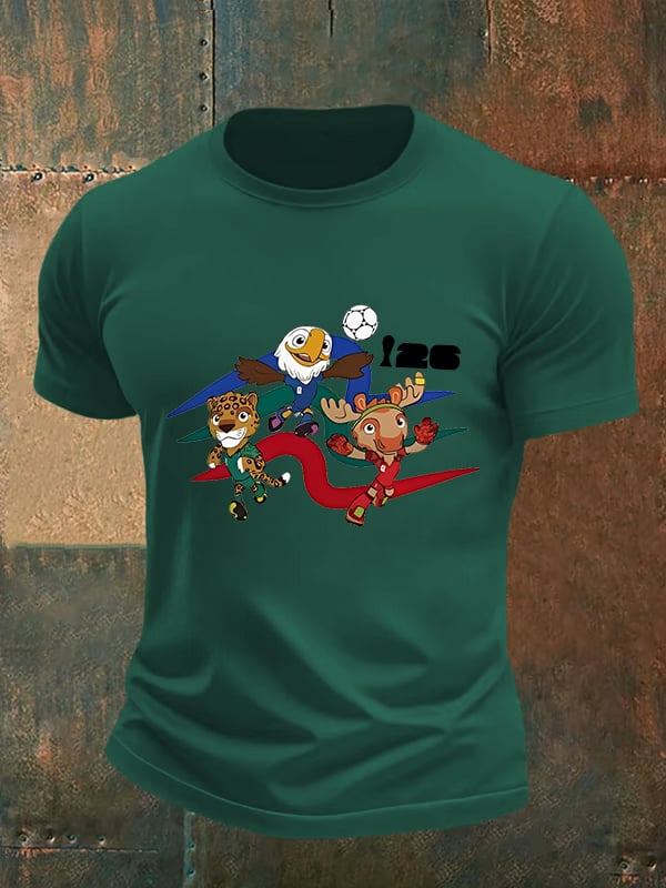 Men's  2026 World Cup Soccer Mascot printed  T-shirt