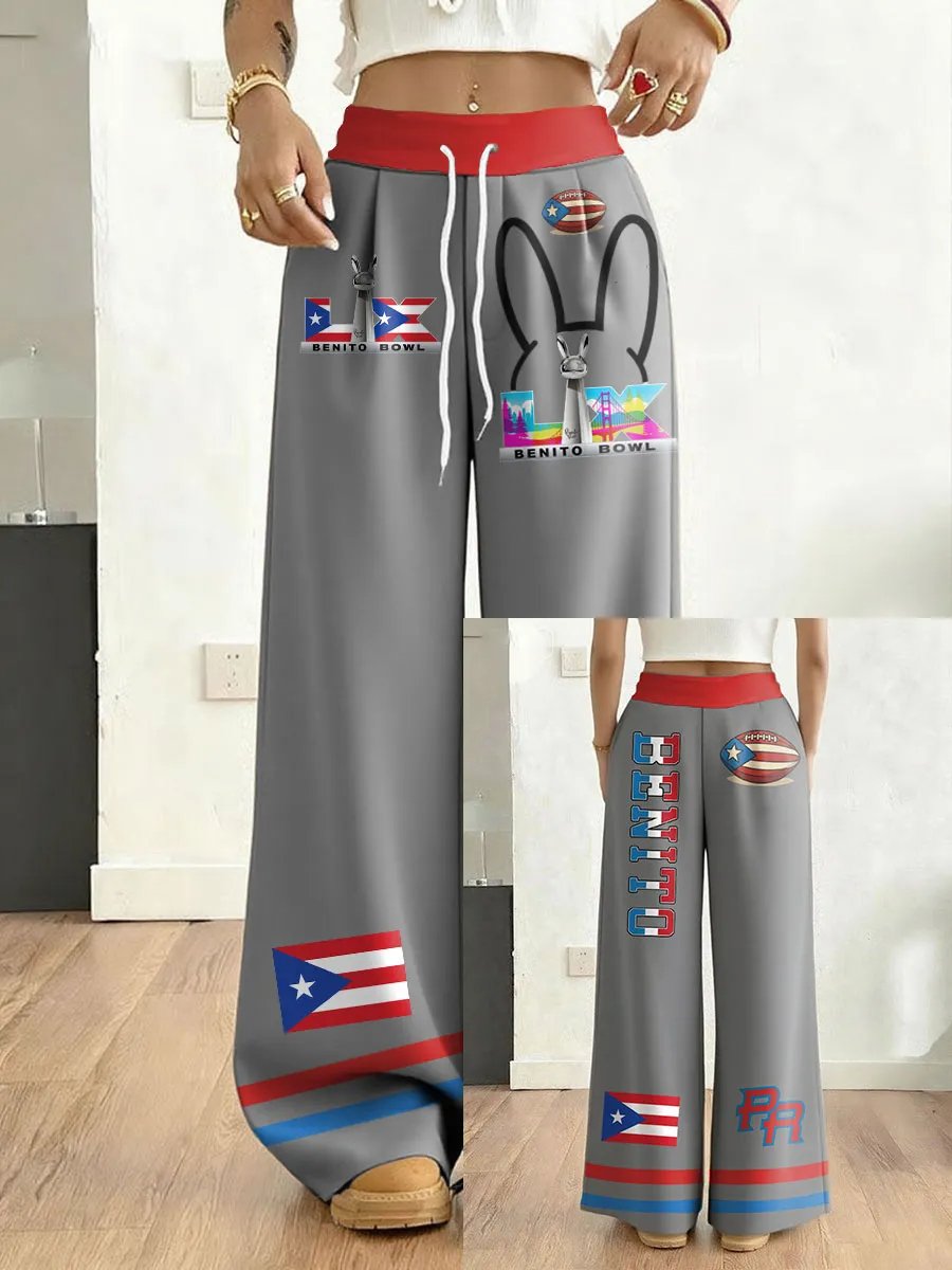 Women's Retro Puerto Rico Print Sweatpants