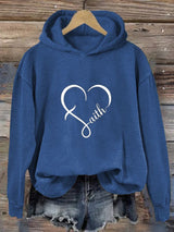 Women's Faith Cross Love Print Casual Round Neck Sweatshirt