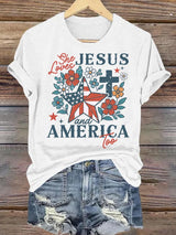 Women's She loves JESUS and AMERICA Printed T-Shirt