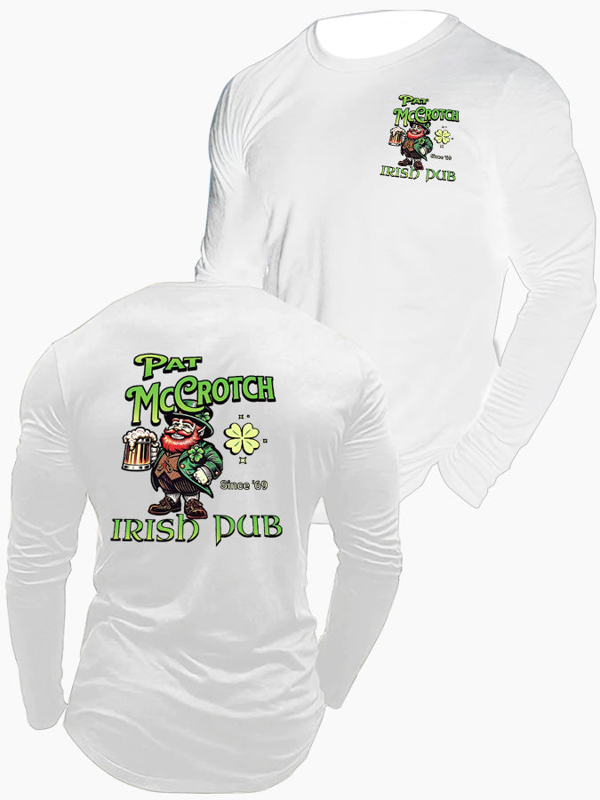 St.Patrick's Day Print Pattern Printed Long Sleeve Cotton T-Shirt