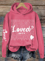Women's Valentine's Day printed hooded sweatshirt