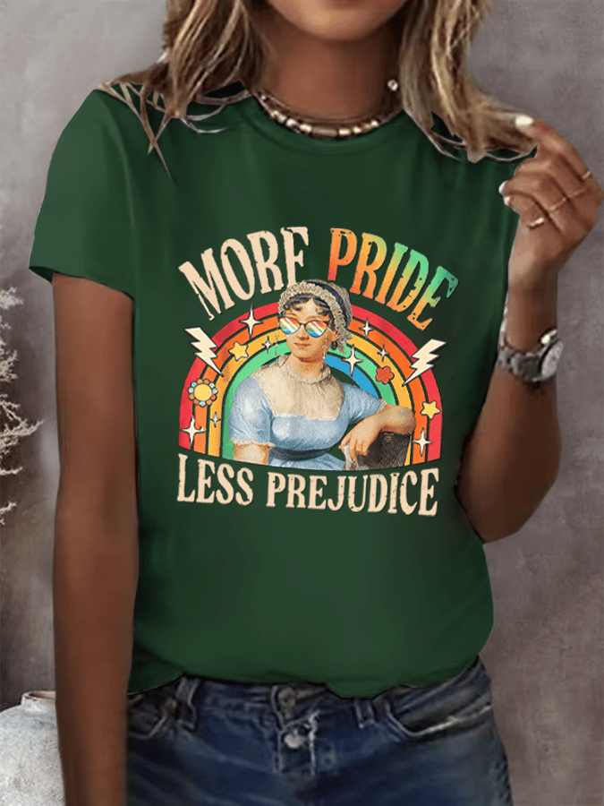 Women's Gay Month Rainbow Print Casual Crew Neck   T-Shirt