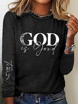 Women's casual God is good at all times long-sleeved T-shirt