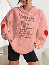 Women's Valentine's Day For God So Loved the World Print Casual Cable Hoodie