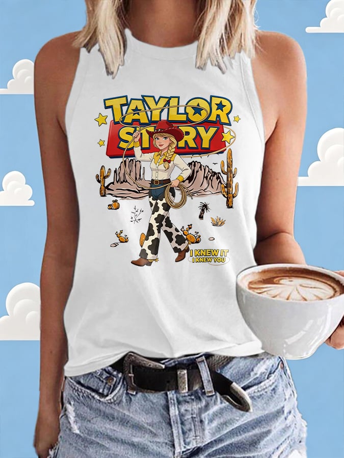 Retro I Knew It Print Tops Tank