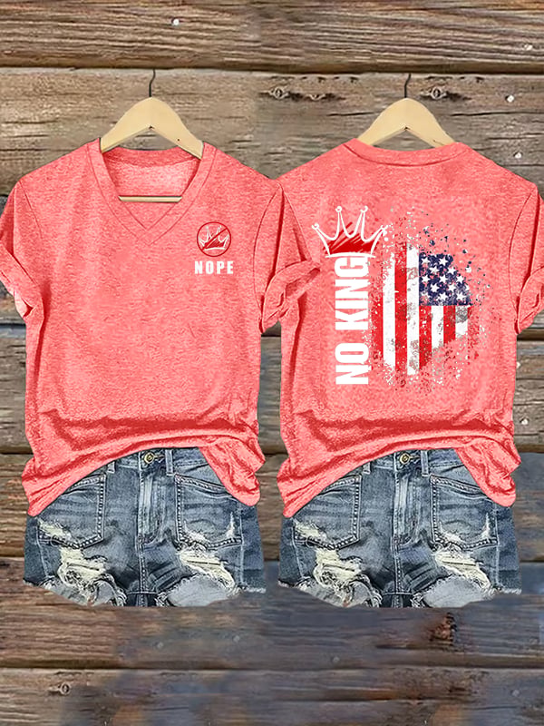 Women's  NOPE No King American Flag  Print T-Shirt