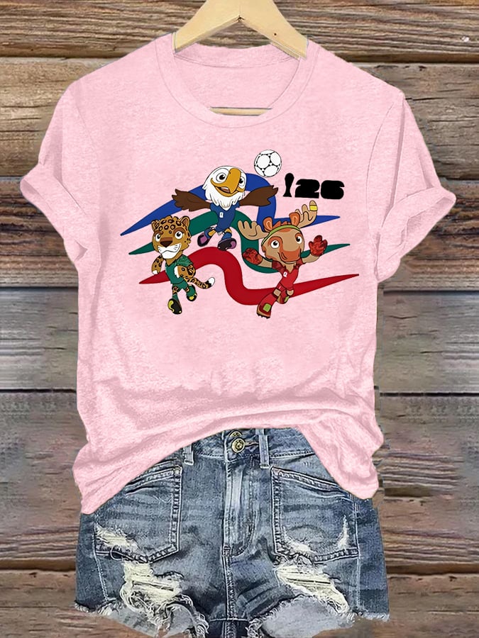 Women's  2026 World Cup Soccer Mascot printed  T-shirt