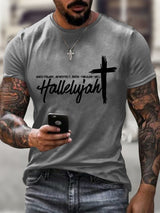 🔥Buy 3 Get 15% Off🔥Men's Hard Fought, Heartfelt, Been Through Hell Hallelujah Printed Round Neck T-Shirt