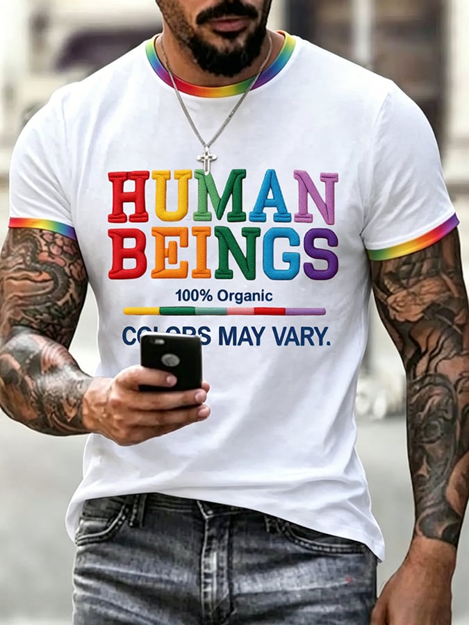 Men's Human Beings Colors May Vary Print Casual T-shirt