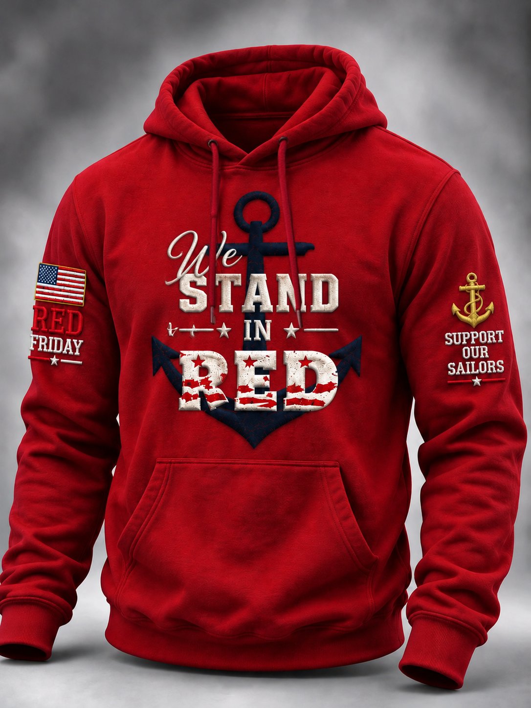 Men's Retro Red friday Printed Hoodie