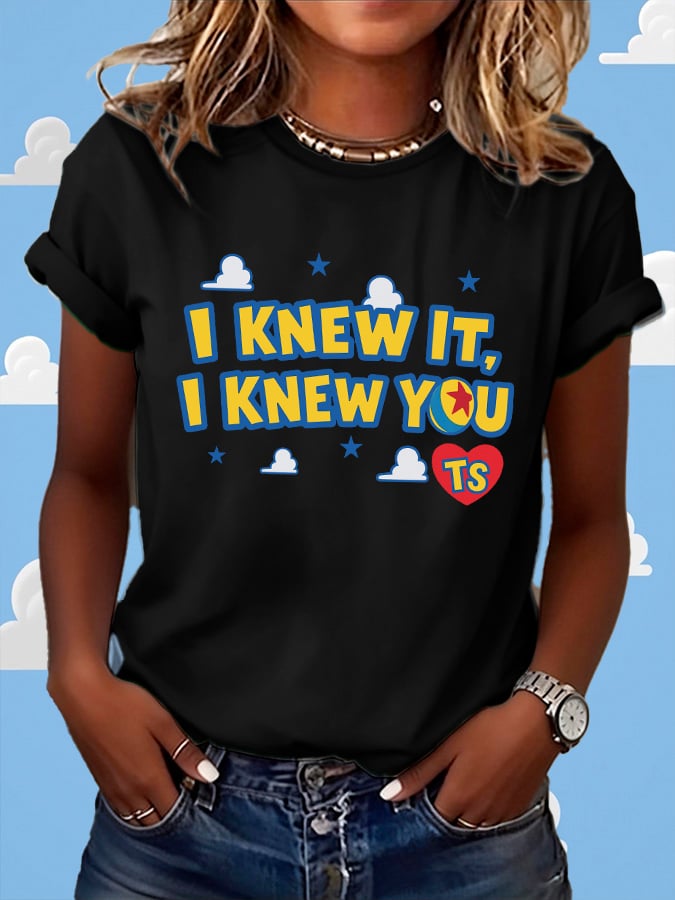 Retro I Knew It Print T-Shirt