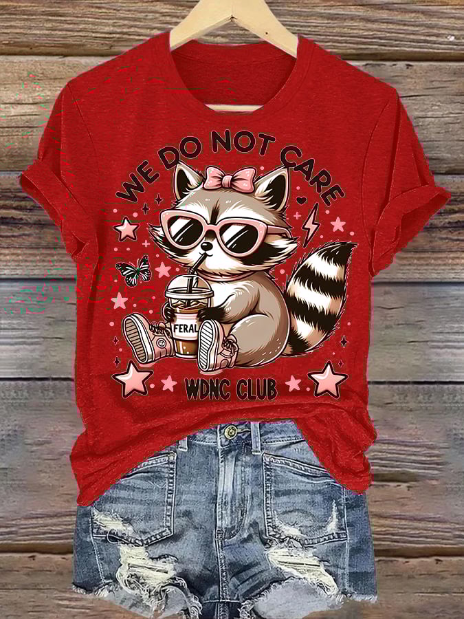 Women's  Cute little raccoon for Women's WDNC Menopause & Perimenopause Printed T-shirt