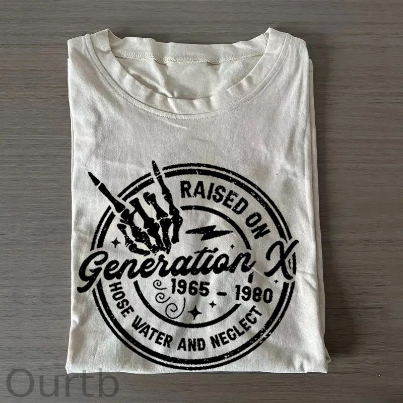 Gen X Raised On Hose Water And Neglect 1965-1980 Pattern Round-Neck T-Shirt