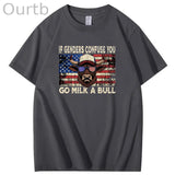 If Genders Confuse You Go Milk A Bull Print 100% Cotton T-Shirt
