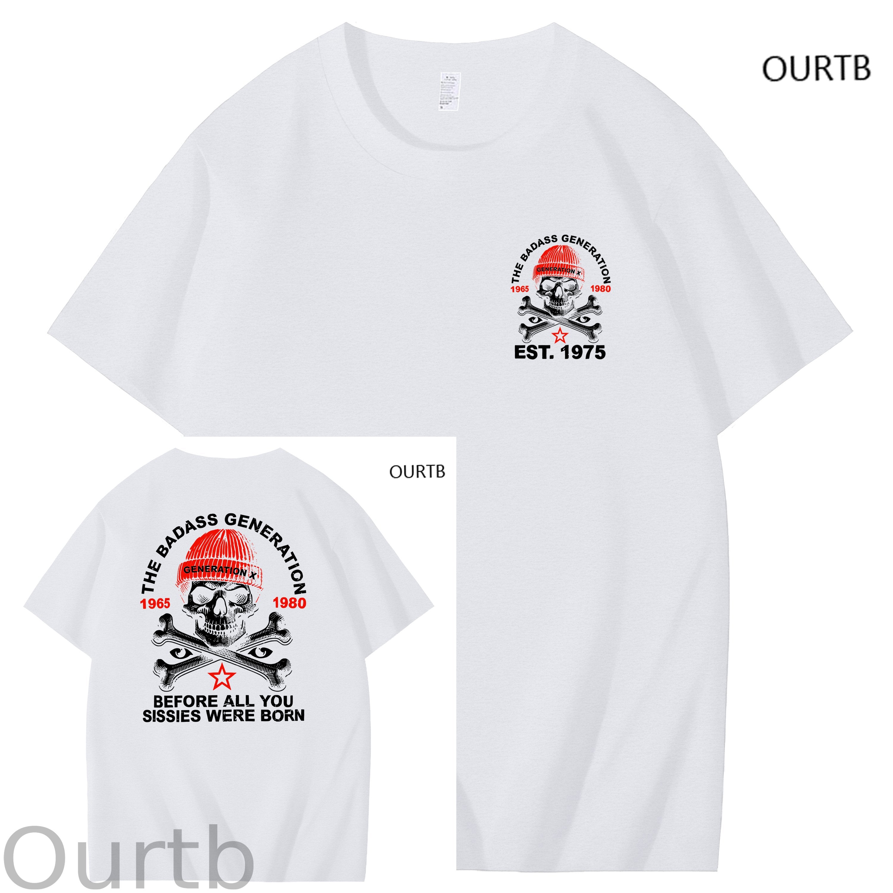 The Badass Generation 1965 1980 Generation X Before All You Sissies Were Born Funny Art Pattern Print T-Shirt