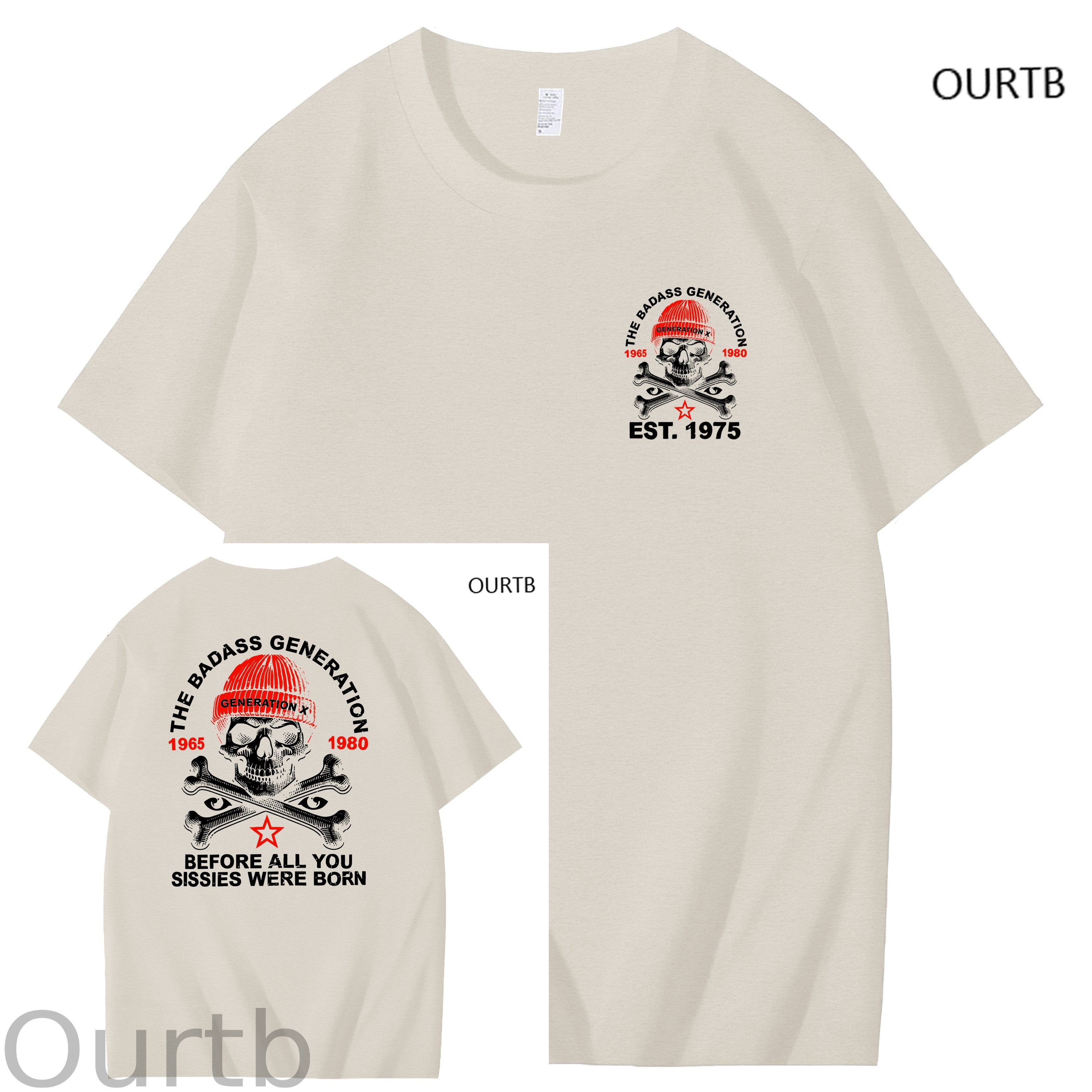 The Badass Generation 1965 1980 Generation X Before All You Sissies Were Born Funny Art Pattern Print T-Shirt