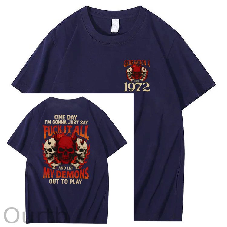 One Day Fuck It All  Pattern Print 100% Cotton T-Shirt