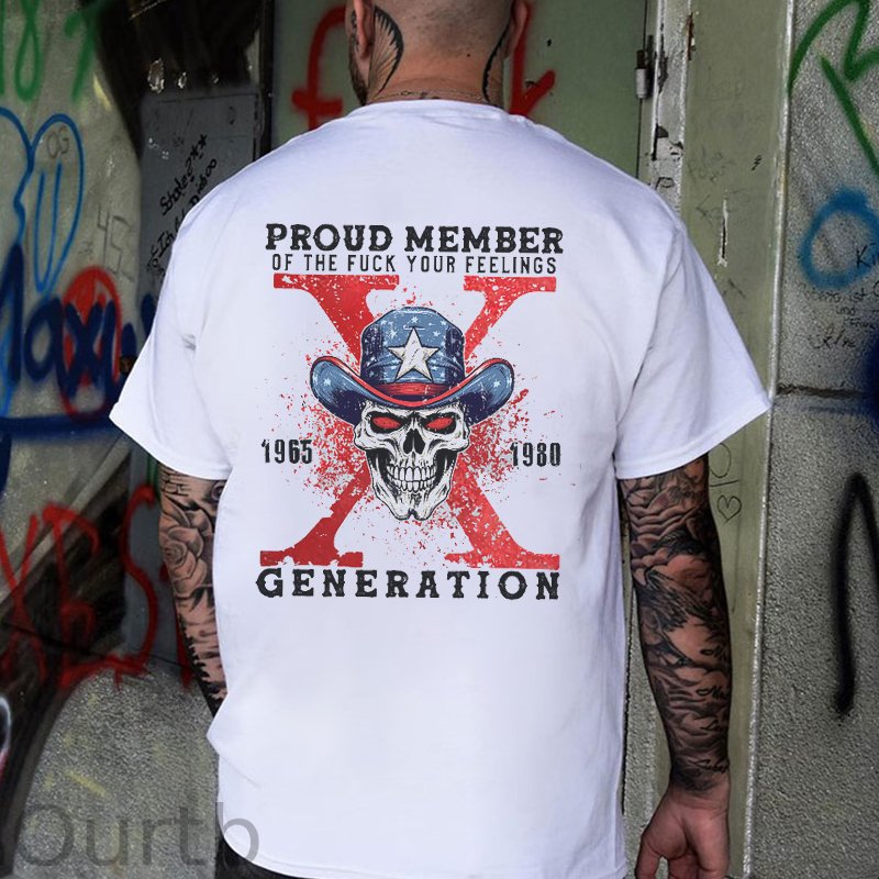 PROUD MEMBER GENERATION Skull Print Men's T-shirt